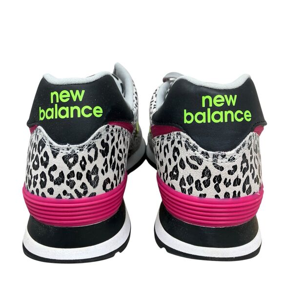 New Balance 574 Animal Print Sneakers 12 Leopard Zebra Pink Lime Retro - Picture 8 of 12